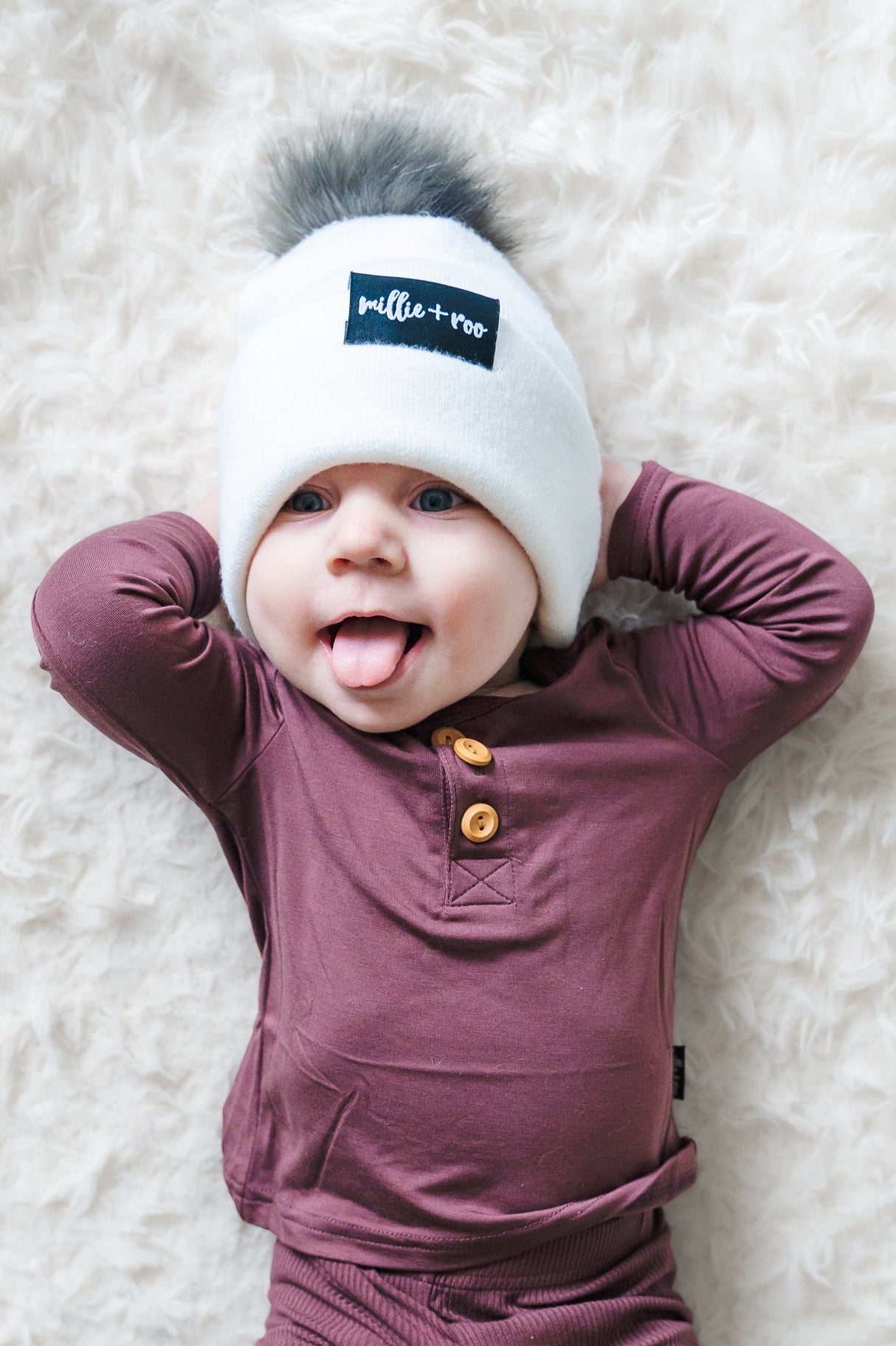 HENLEY LONG SLEEVE- Black Cherry - HoneyBug