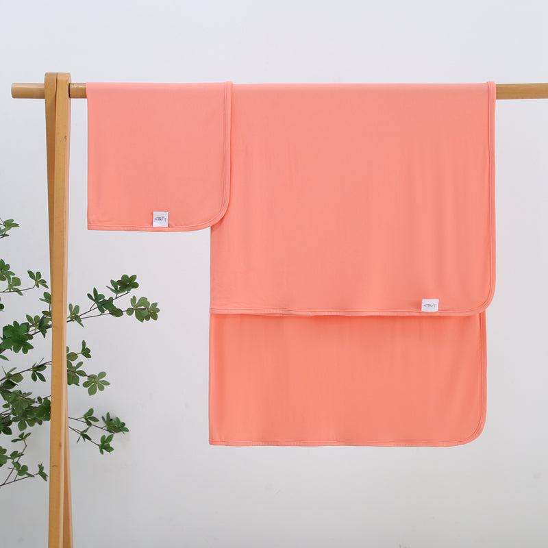 Joyful Coral Bamboo Swaddle Blanket - HoneyBug
