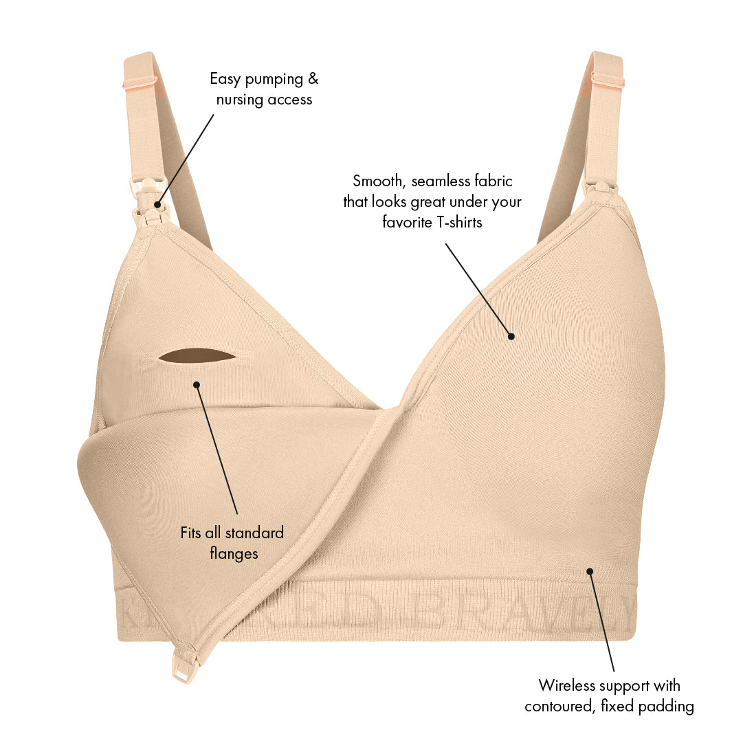 Signature Sublime® Contour Hands-Free Pumping & Nursing Bra | Beige - HoneyBug