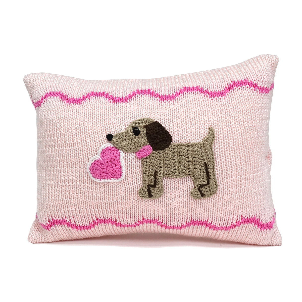 Valentine Puppy Mini Pillow, Pink