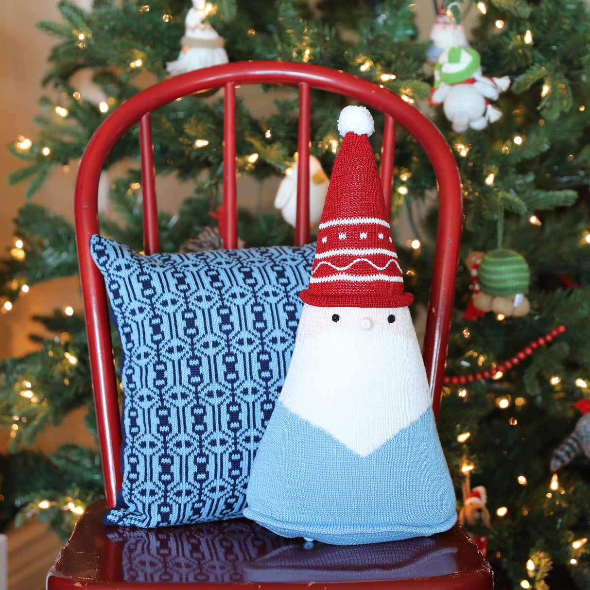 Santa Cone Pillow, 15", Blue