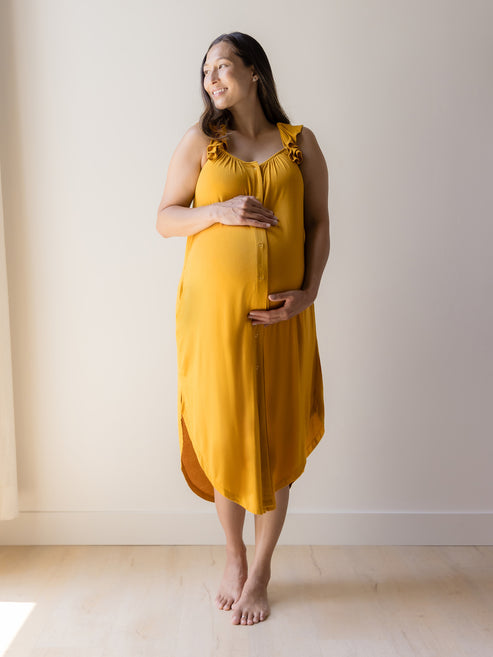 Ruffle Strap Labor & Delivery Gown | Honey - HoneyBug