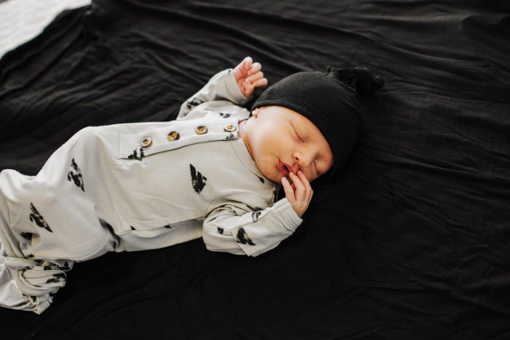 Knotted Baby Gown - Black Triangles - HoneyBug