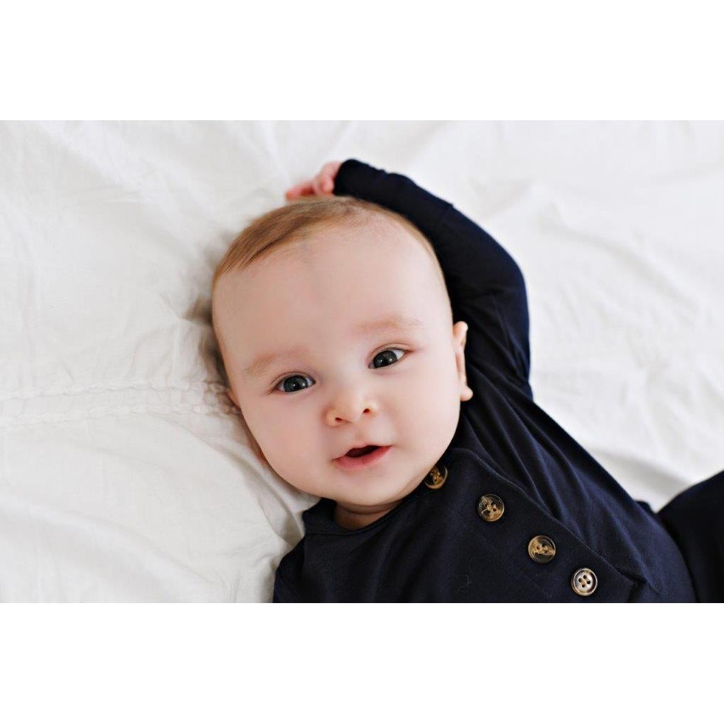 Knotted Baby Gown - Dark Navy - HoneyBug