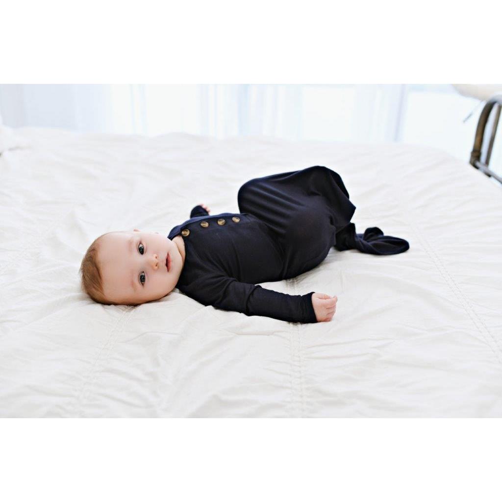 Knotted Baby Gown - Dark Navy - HoneyBug