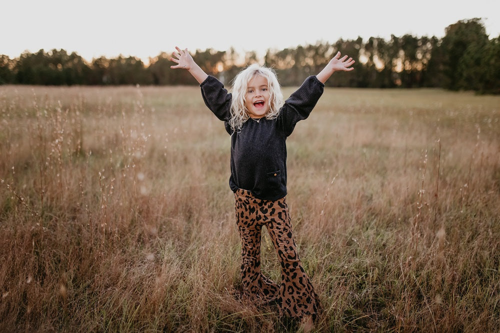 Leopard Denim Flare Pant - HoneyBug