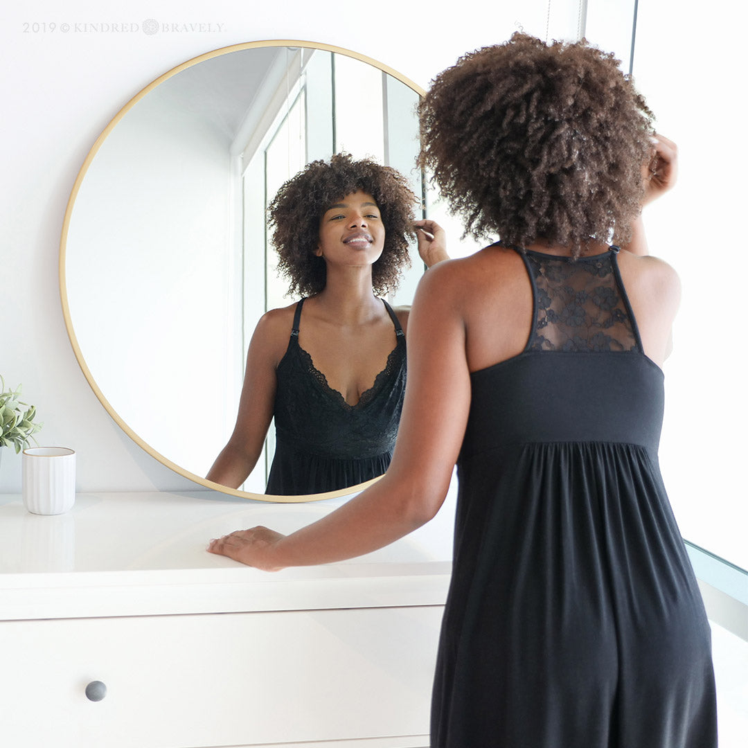 Lucille Maternity & Nursing Nightgown | Black - HoneyBug