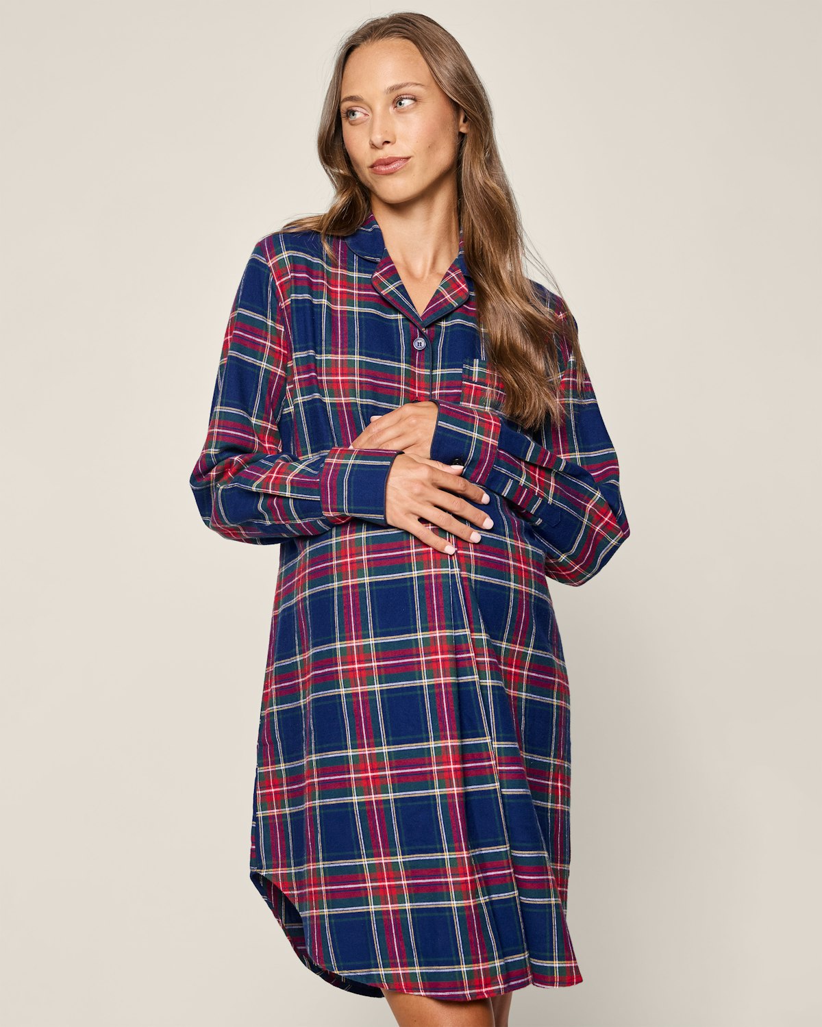 Women's Brushed Twill Maternity Nightshirt in Windsor Tartan - HoneyBug