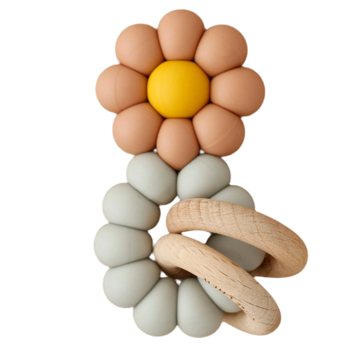 Rattle Teether - Chamomile | Dusty Coral - HoneyBug