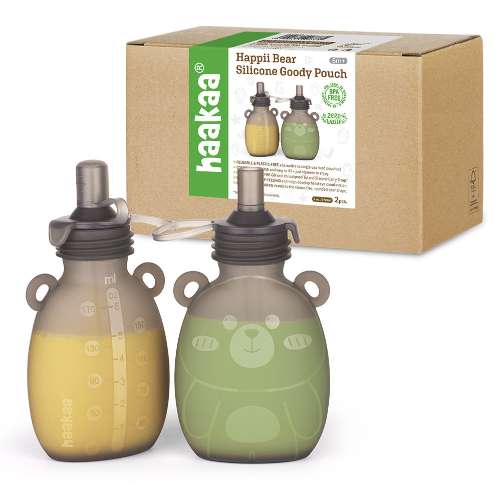 Haakaa Happii Bear Silicone Goody Pouch 6 oz - HoneyBug
