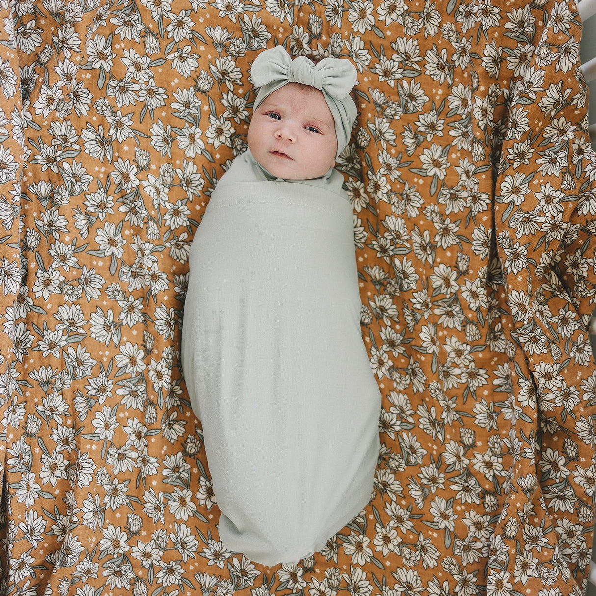 Sage Bamboo Stretch Swaddle - HoneyBug