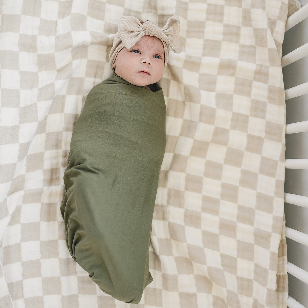 Olive Bamboo Stretch Swaddle - HoneyBug