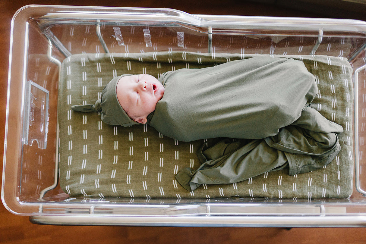 Olive Bamboo Stretch Swaddle - HoneyBug