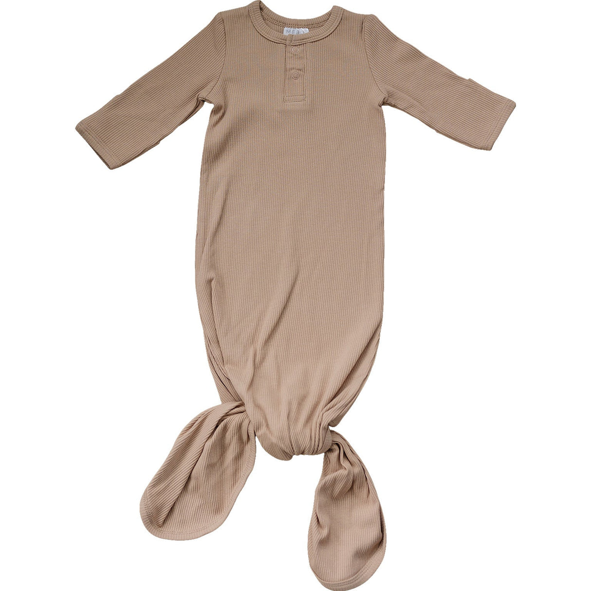 Pale Pink Organic Cotton Ribbed Knot Gown - HoneyBug