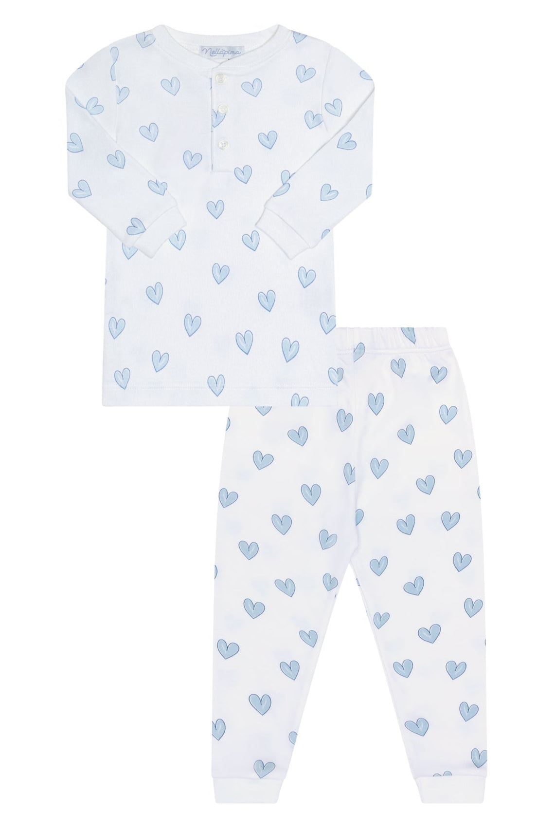 Blue Heart Print Unisex Pajama - HoneyBug