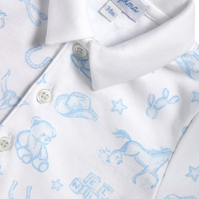 Blue Lone Star Toile Romper