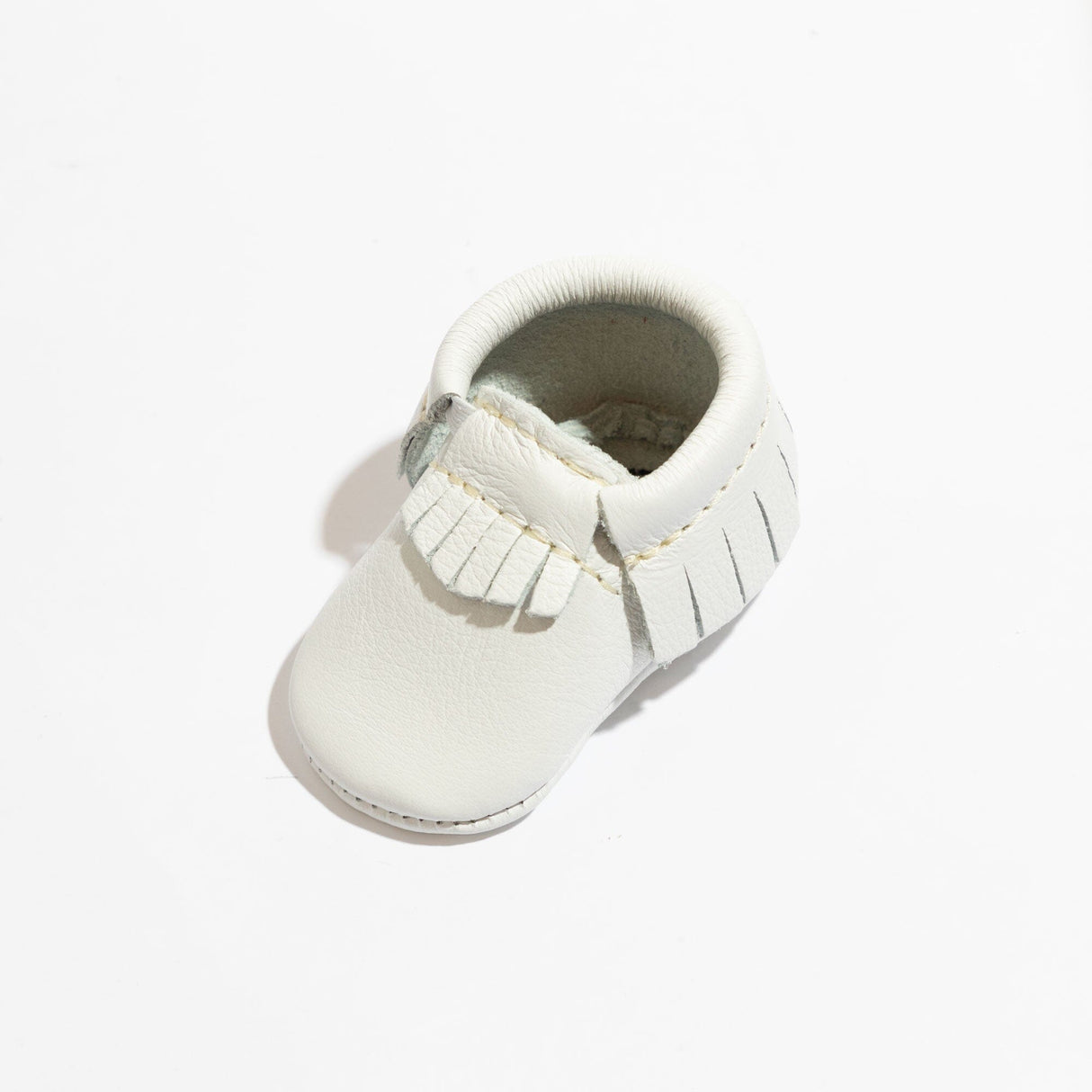 Newborn Bright White Moccasin Baby Shoe - HoneyBug