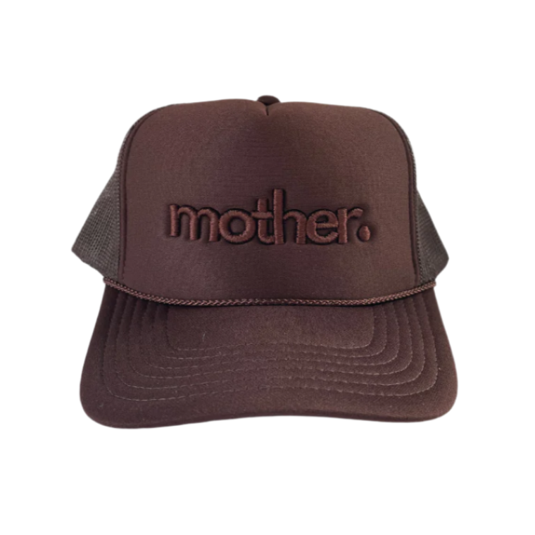 "mother." Embroidered Trucker Hat - Mocha - HoneyBug