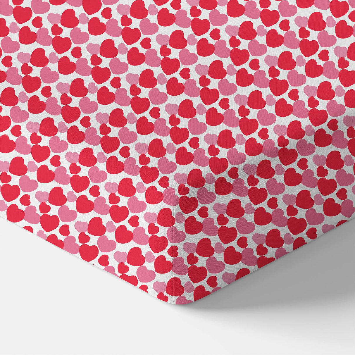 Organic Crib Sheet - Red & Pink Hearts