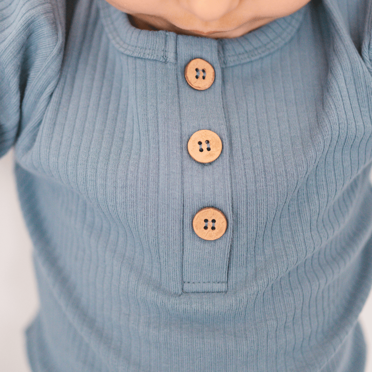 Organic Ribbed Cotton Top - Ocean Blue - HoneyBug