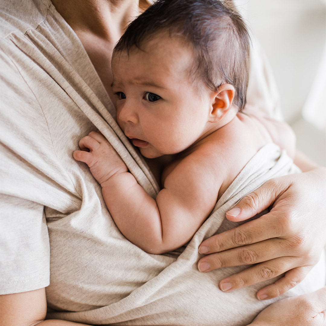 Organic Cotton Skin to Skin Wrap Top | Oatmeal Heather - HoneyBug