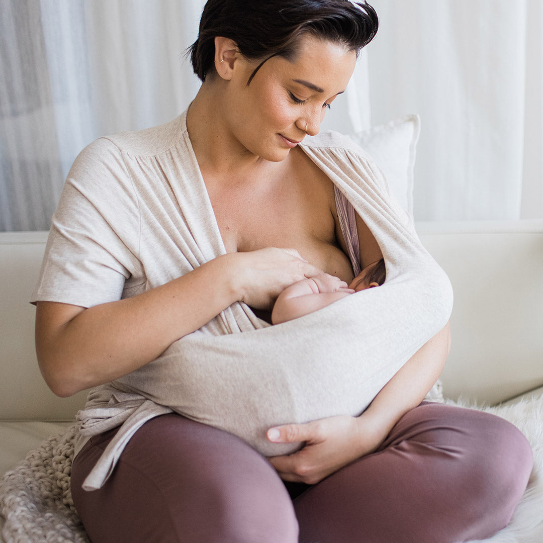 Organic Cotton Skin to Skin Wrap Top | Oatmeal Heather - HoneyBug