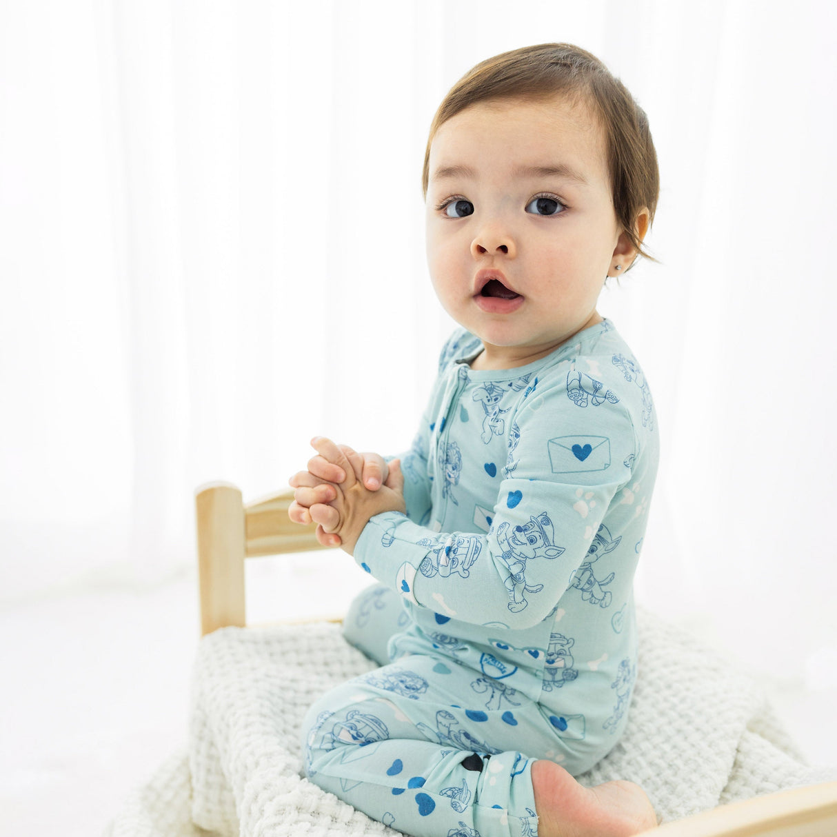 Sweet Hearts Blue Bamboo Convertible Footie - HoneyBug