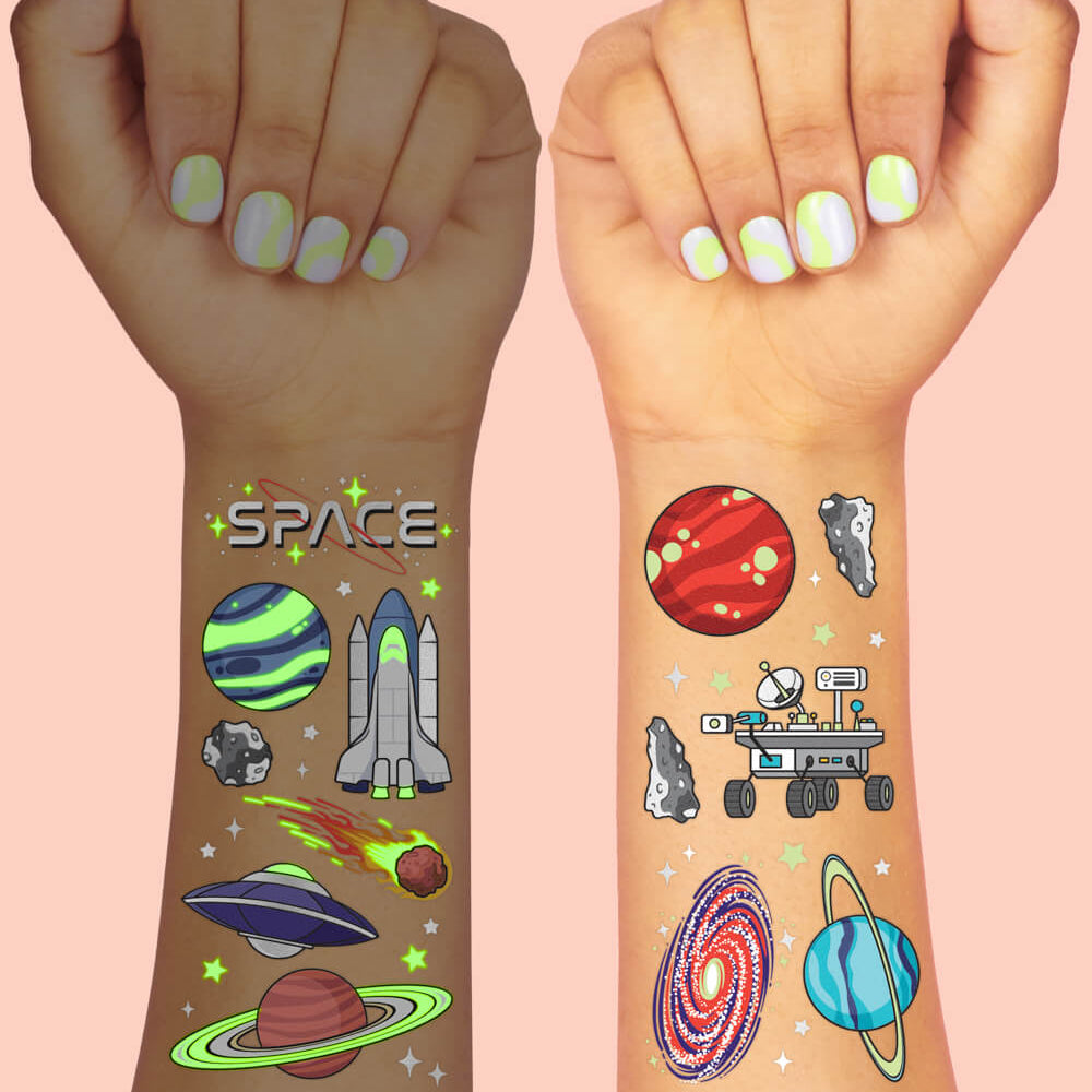 Far Out Glo Tats - 50 Foil Temporary Tattoos