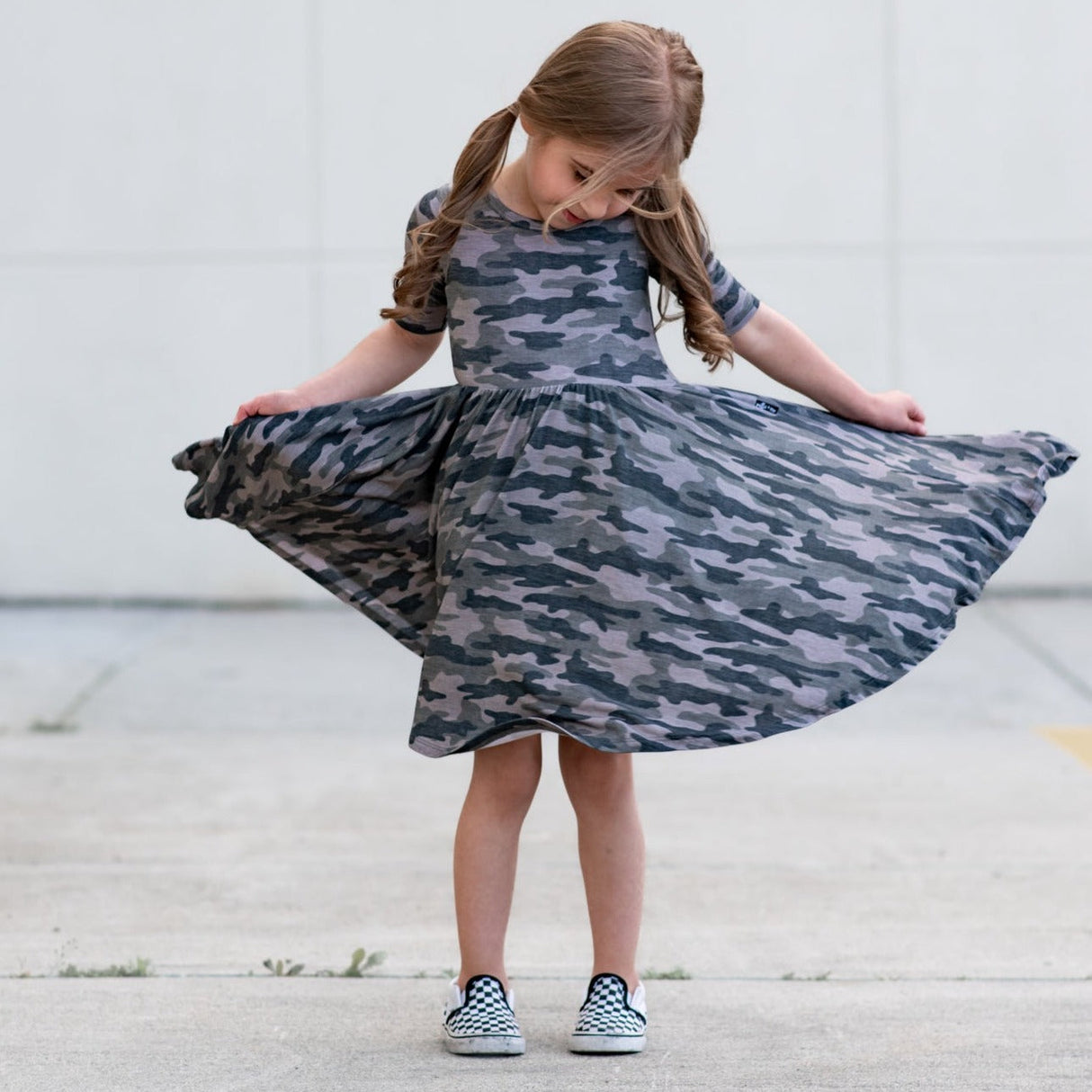 MID SLEEVE BAMBOO DRESS- Chris Camo - HoneyBug