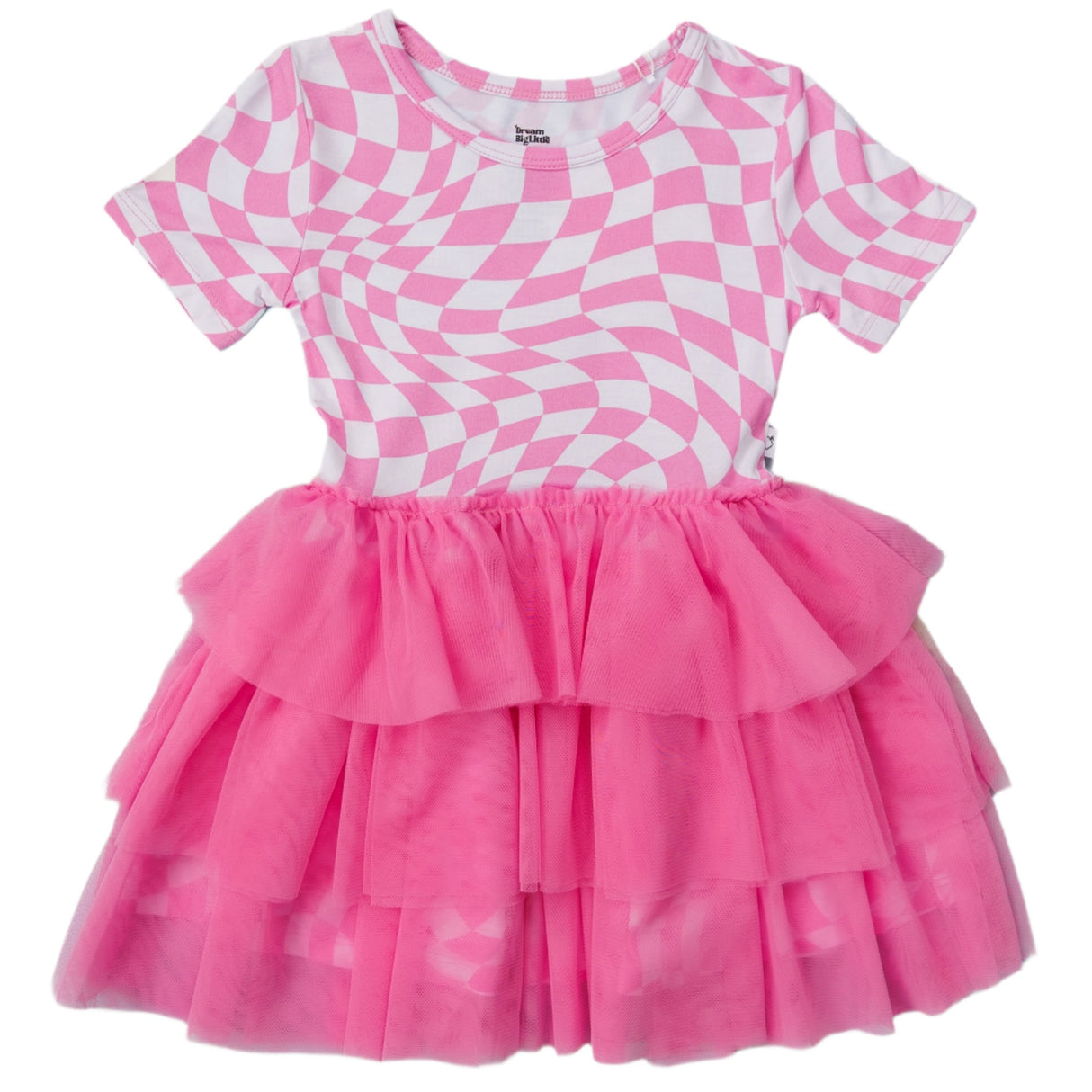 BUBBLEGUM WAVY CHECKERS DREAM TUTU DRESS - HoneyBug