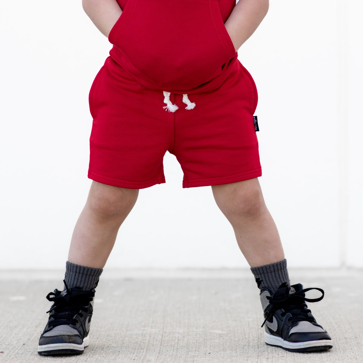 BAMBOO JOGGER SHORTS- Red - HoneyBug