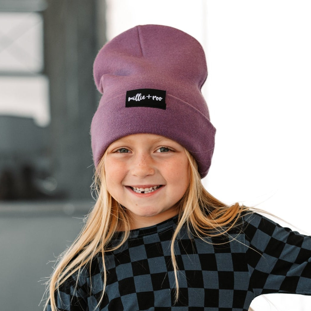BAMBOO CUFF BEANIE- Plum - HoneyBug