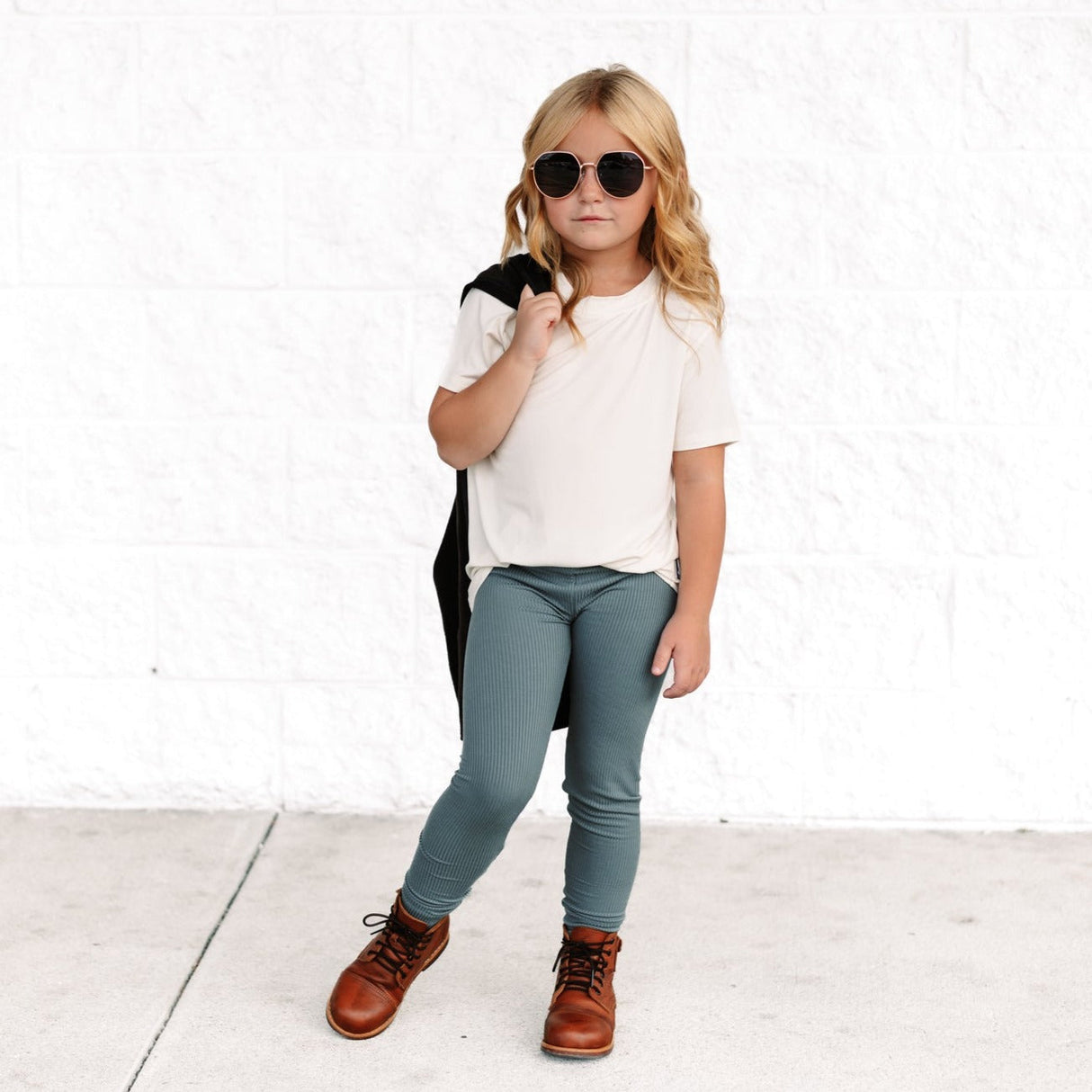 BAMBOO RIB LEGGINGS- Slate - HoneyBug