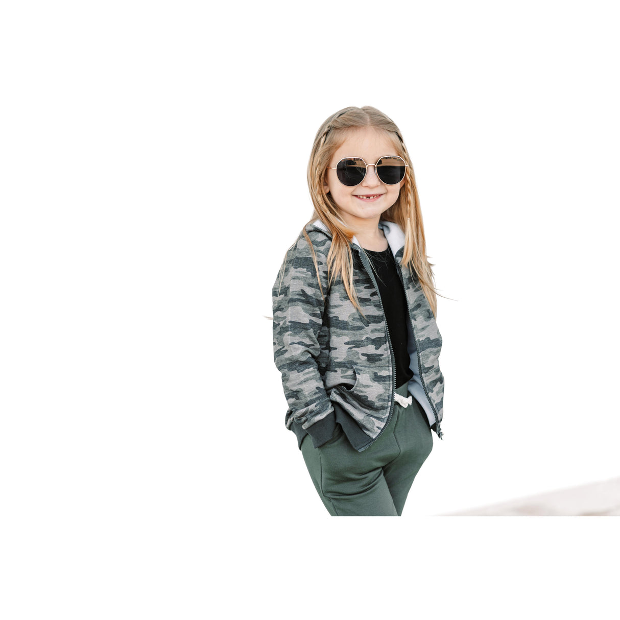 ZIP HOODIE- Chris Camo Bamboo French Terry - HoneyBug