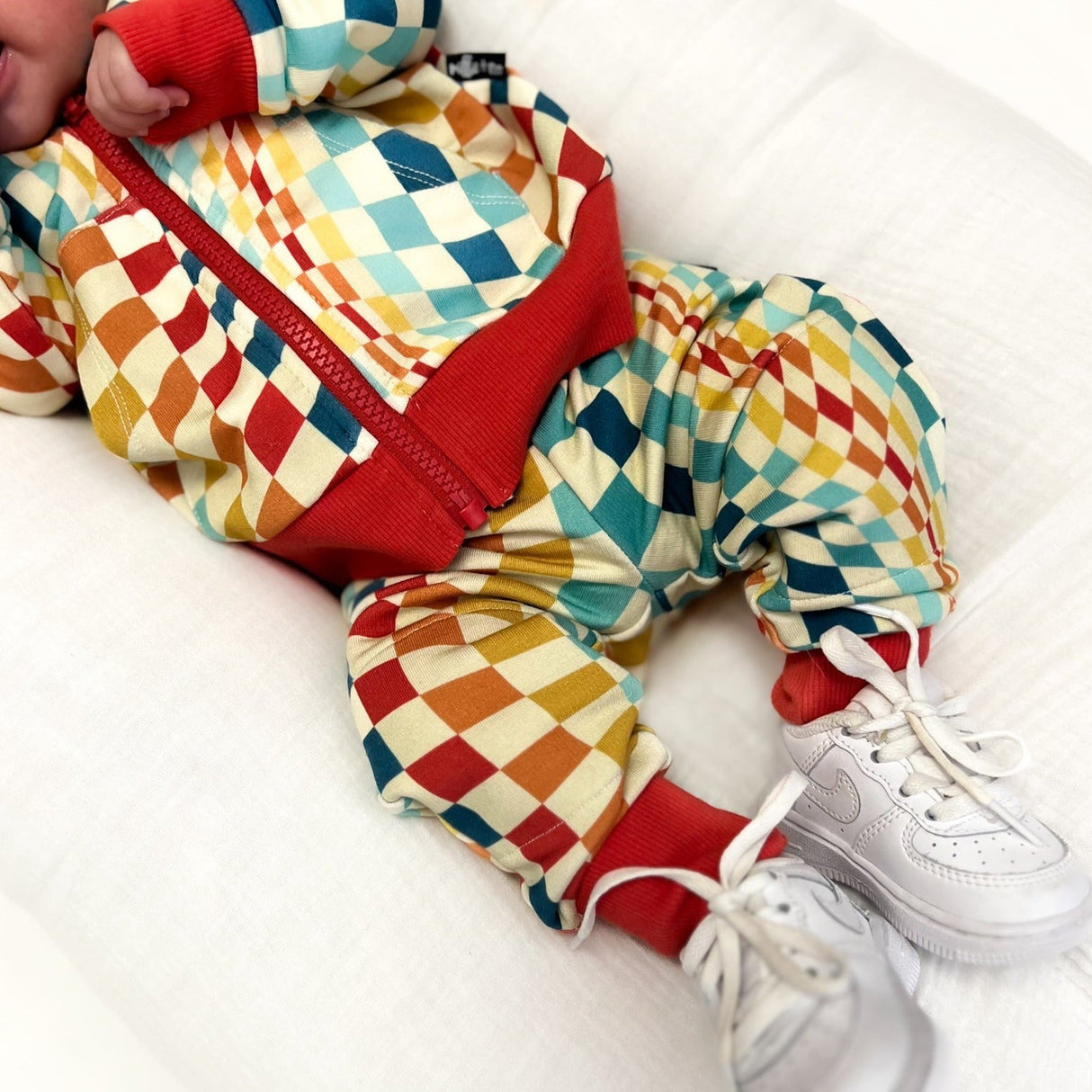 JOGGERS- Groovy Check Bamboo French Terry - HoneyBug