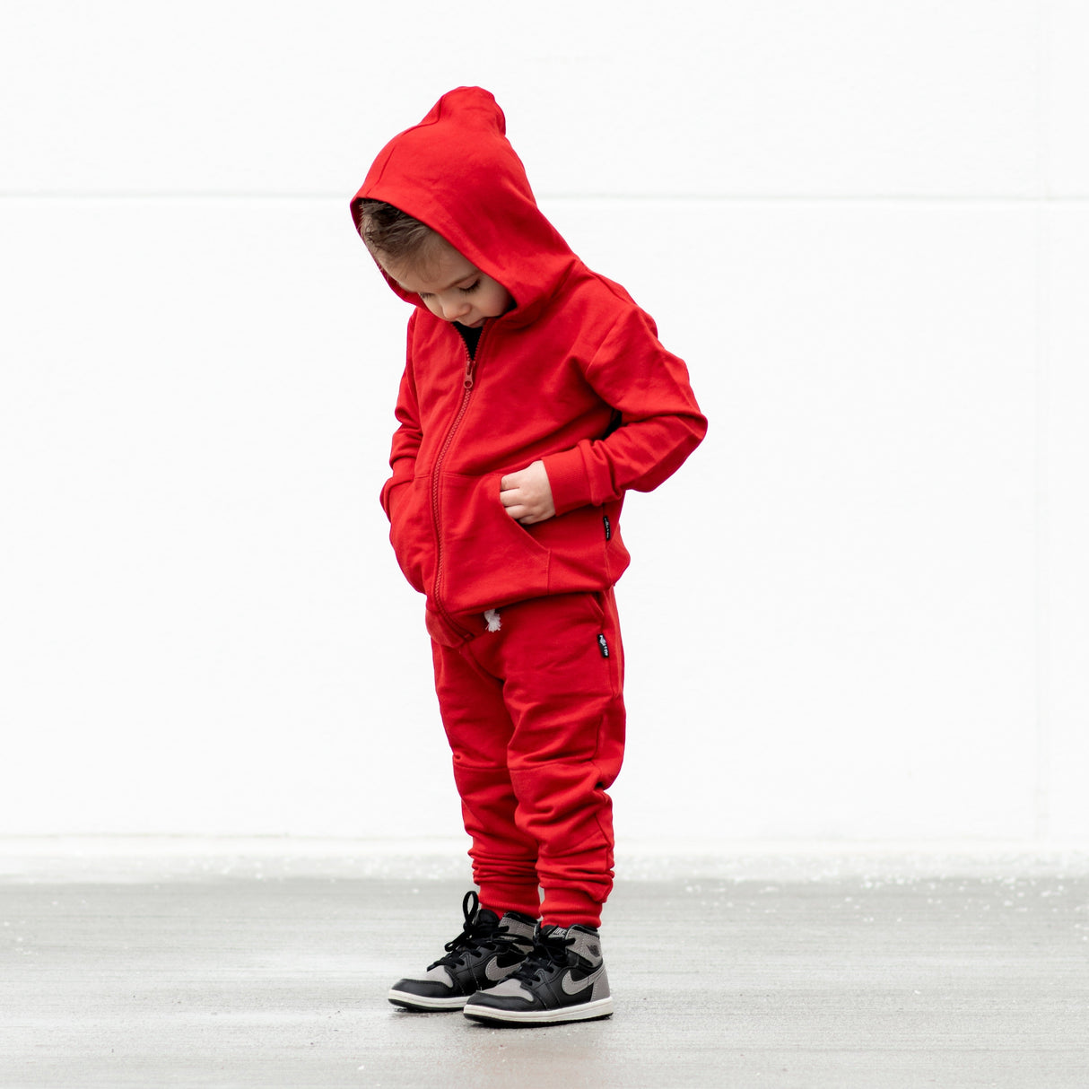 ZIP HOODIE- Red Bamboo French Terry - HoneyBug