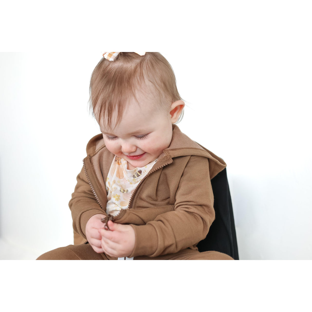 ZIP HOODIE- Mocha Bamboo French Terry - HoneyBug