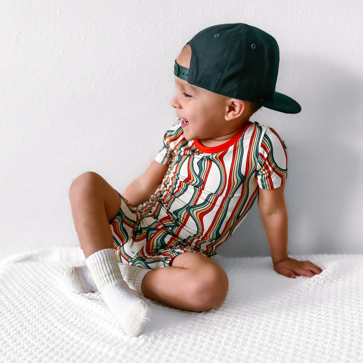 TWO PIECE SHORTIE SET- Retro Rainbow - HoneyBug
