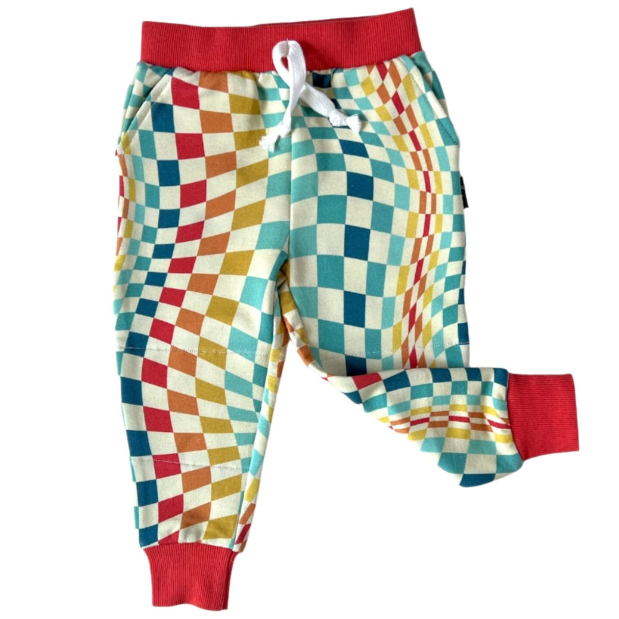 JOGGERS- Groovy Check Bamboo French Terry - HoneyBug