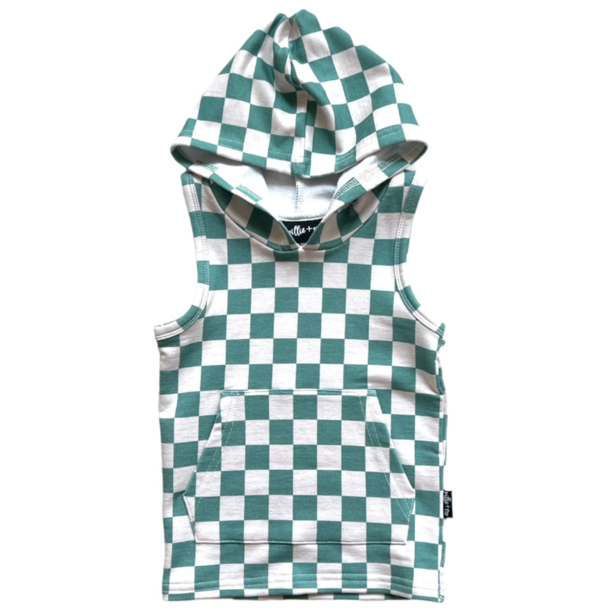 BAMBOO HOODIE TANK- Sage Check - HoneyBug