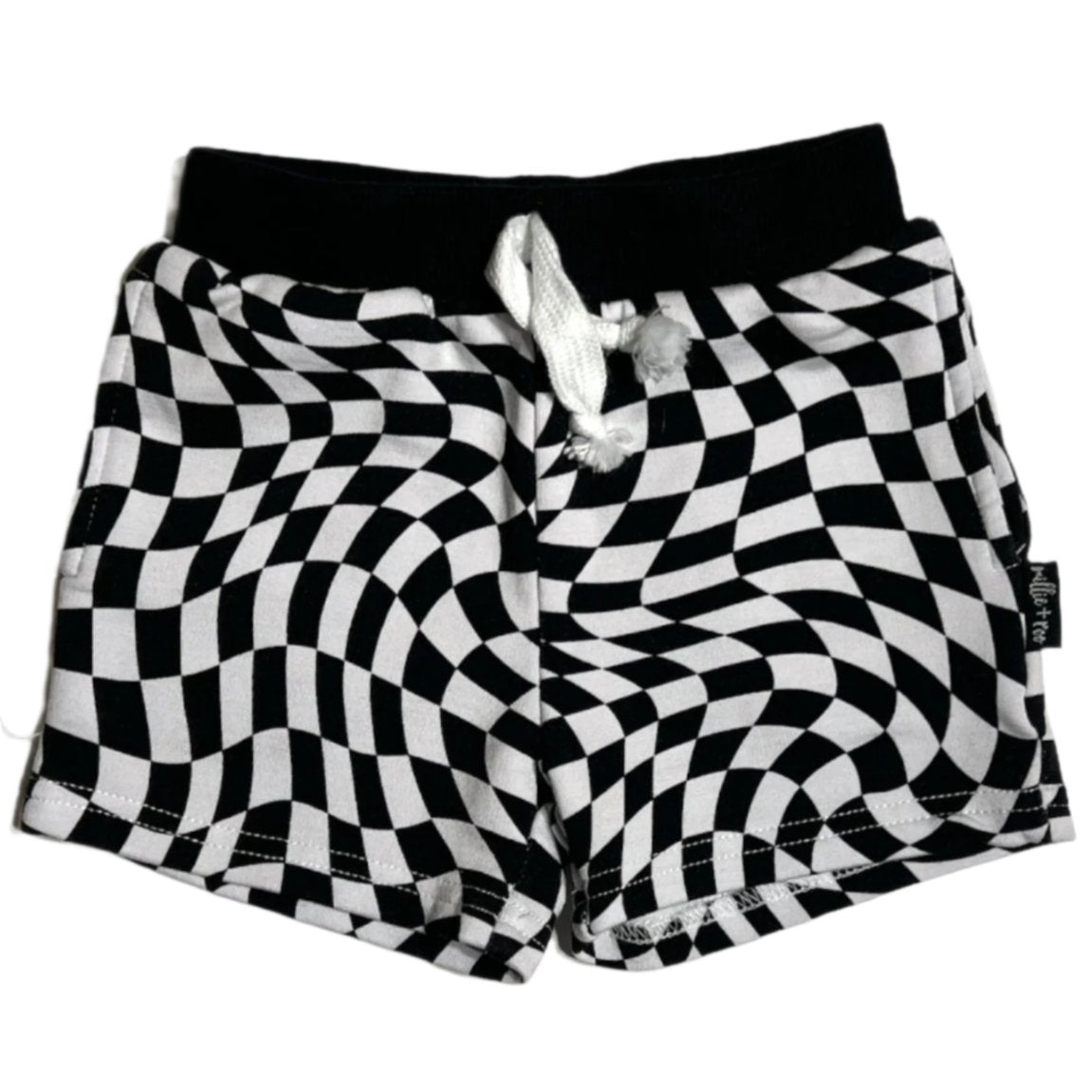 BAMBOO JOGGER SHORTS- Black Dizzy Check - HoneyBug