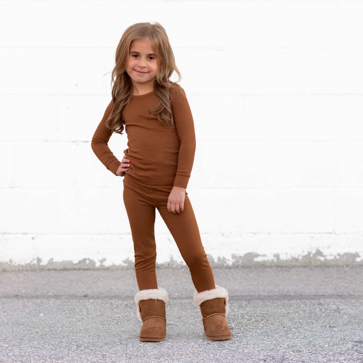 LONG SLEEVE 2 PIECE SETS- Bark Ribbed - HoneyBug