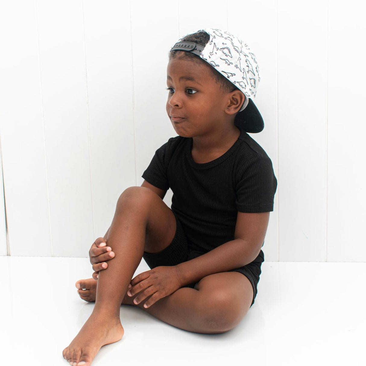 TWO PIECE SHORTIE SET- Midnight Ribbed - HoneyBug