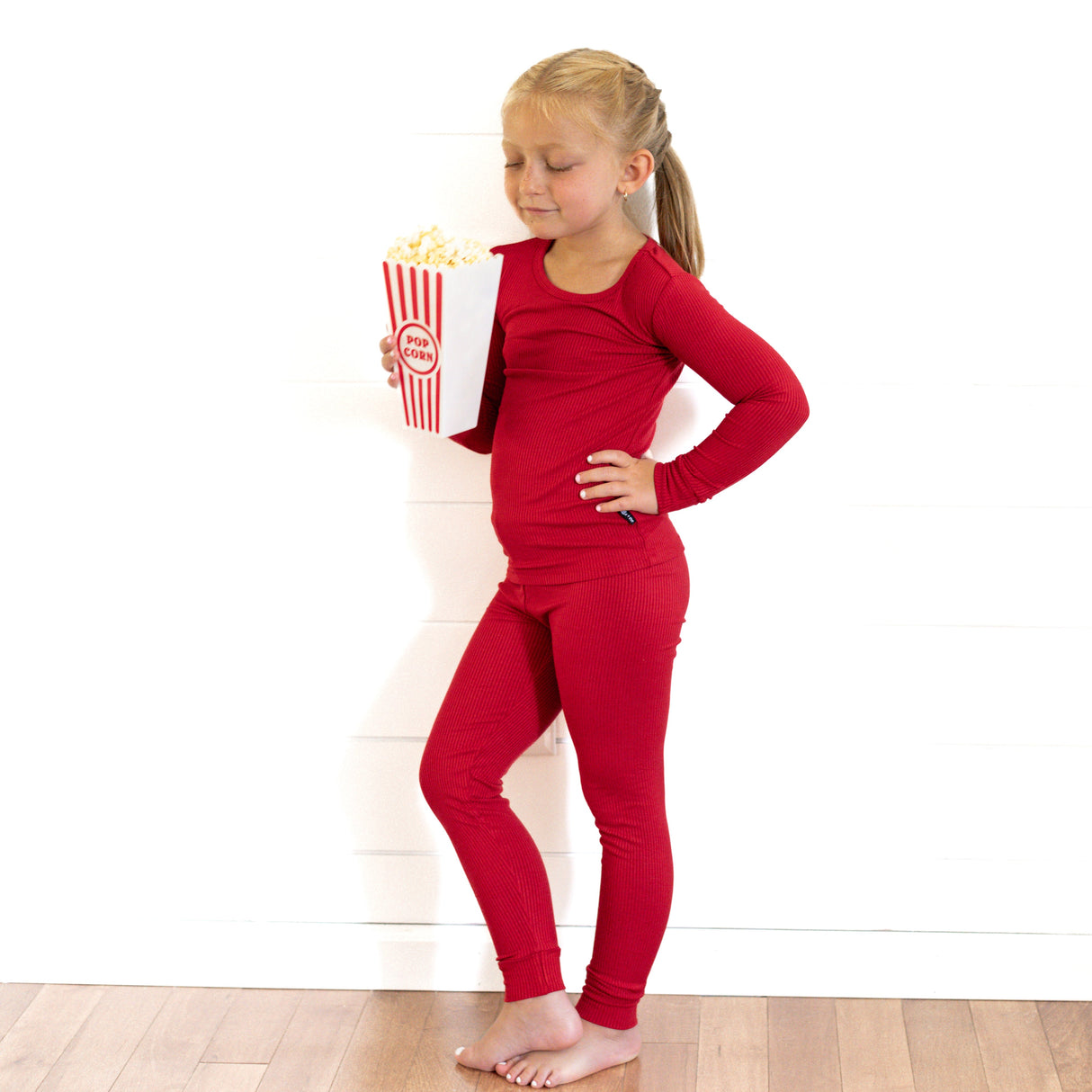 LONG SLEEVE 2 PIECE SETS- Red Ribbed - HoneyBug