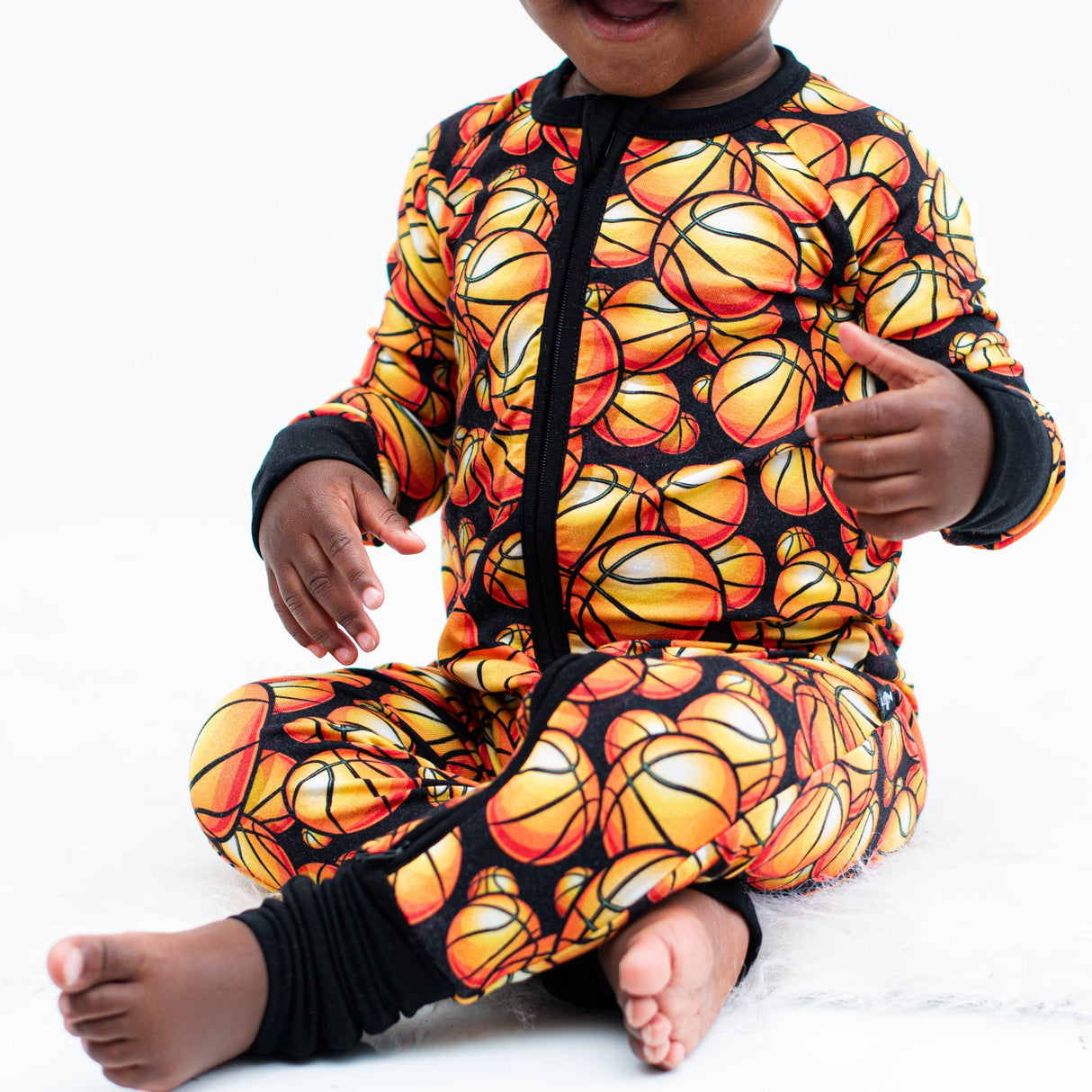 Zip Romper - Basketball - HoneyBug