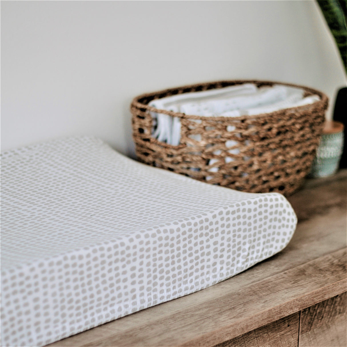 Waterproof Changing Pad Cover | Cradle Sheet Set - Taupe Stripes & Splash - HoneyBug