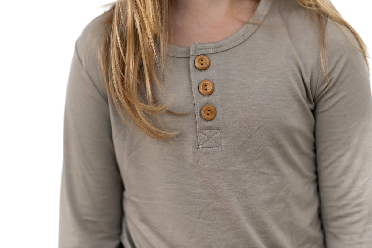 HENLEY LONG SLEEVE- Mushroom - HoneyBug