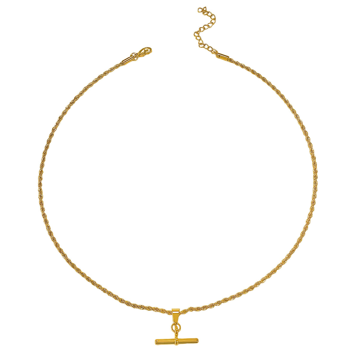 Rope Chain Bar Pendant Necklace - HoneyBug