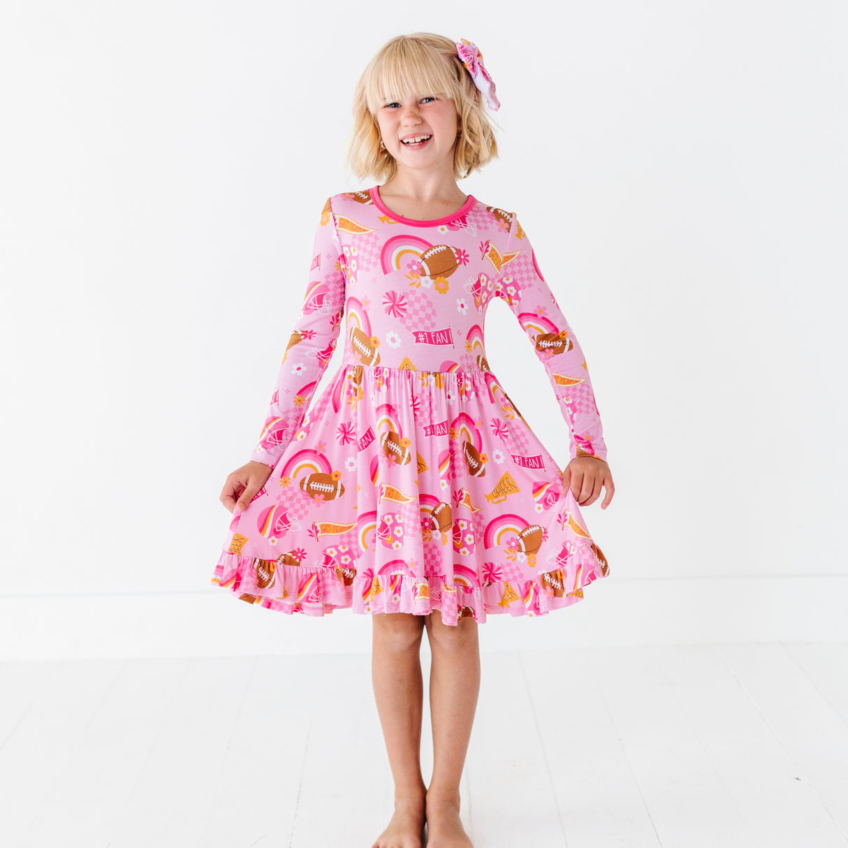 On Game Days We Wear Pink Girls Dress - HoneyBug