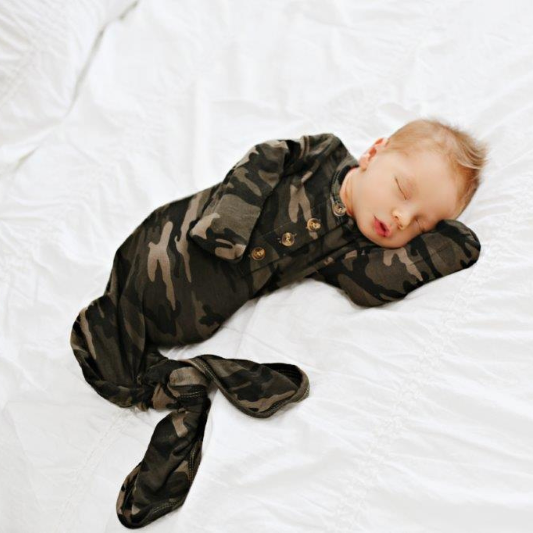 Knotted Baby Gown - Camo - HoneyBug